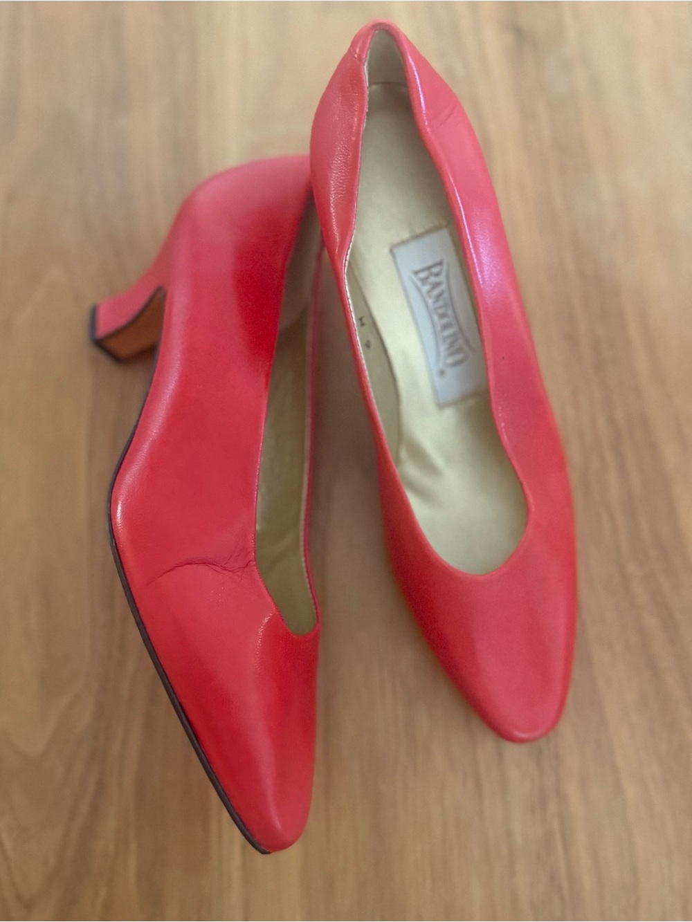 Bandolino Red Leather Mid-Heel Pumps